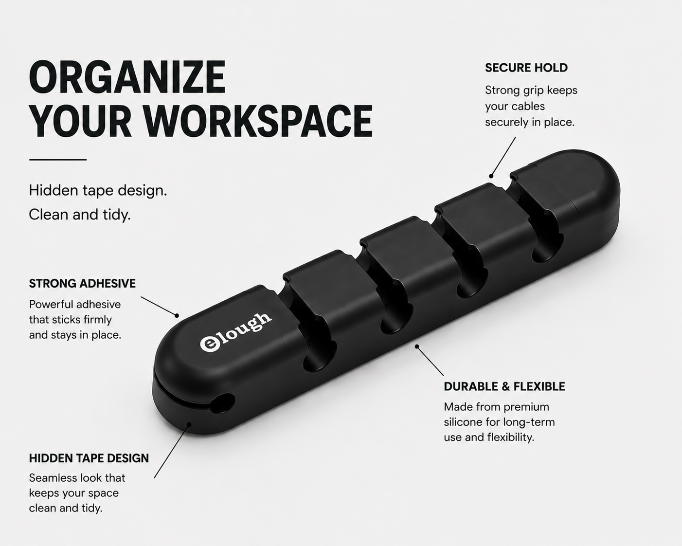 Zentro CableDock™ – 5-Port Magnetic Cable Holder
